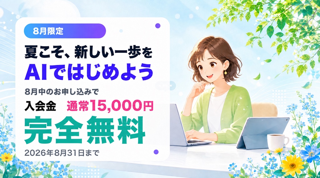 8月31日までの入会金無料キャンペーン